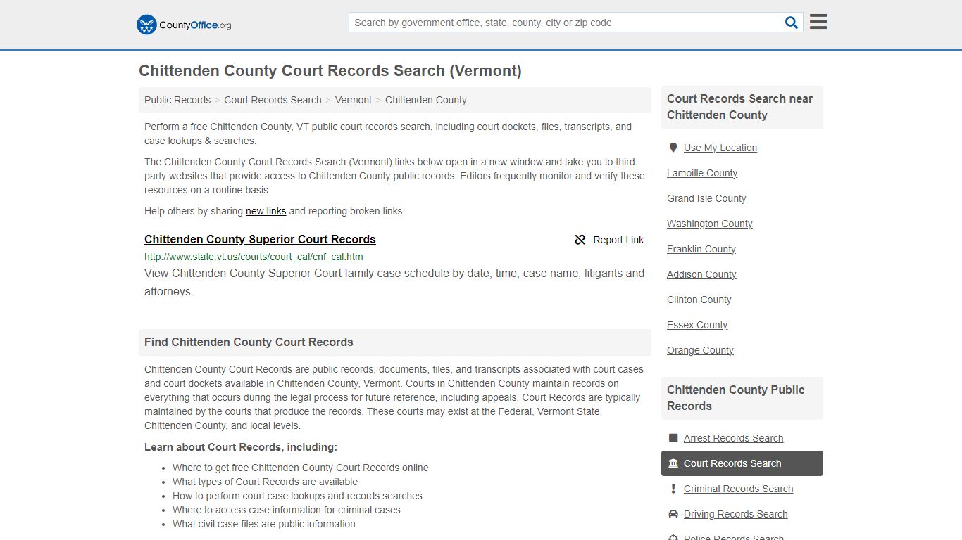 Court Records Search - Chittenden County, VT (Adoptions, Criminal ...