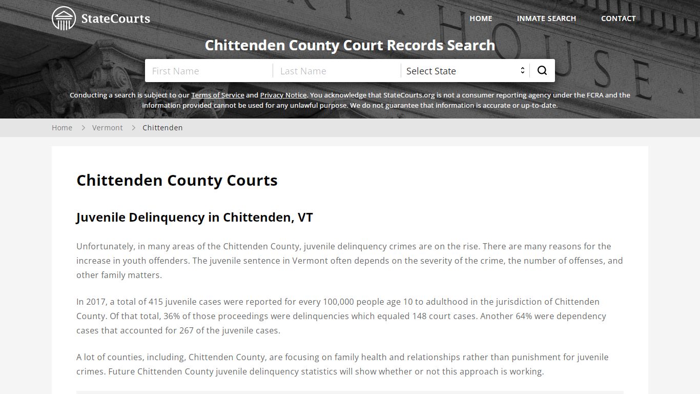 Chittenden County, VT Courts - Records & Cases - StateCourts
