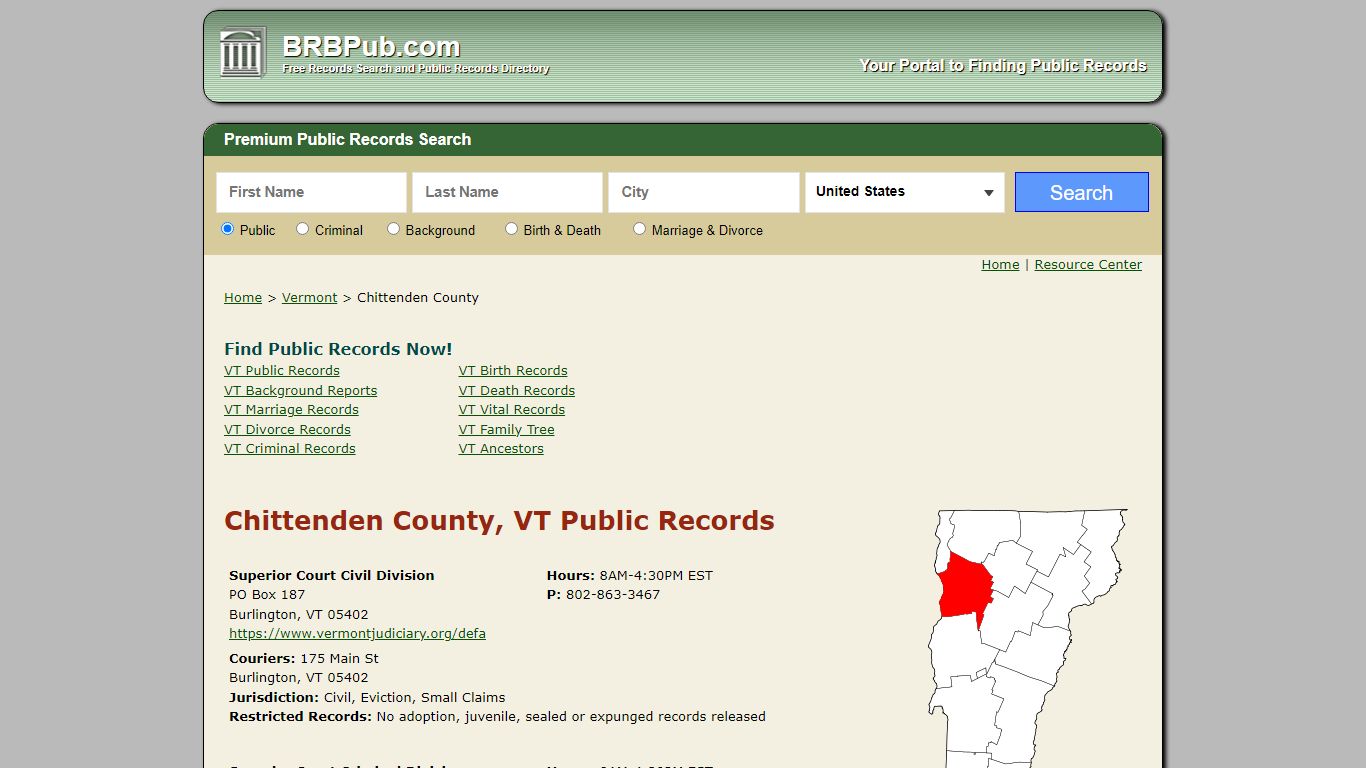 Chittenden County Public Records | Search Vermont Government Databases