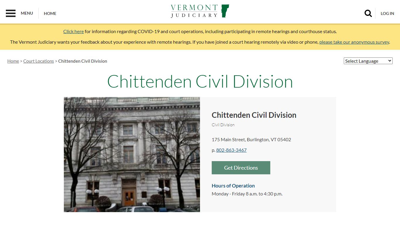 Chittenden Civil Division | Vermont Judiciary